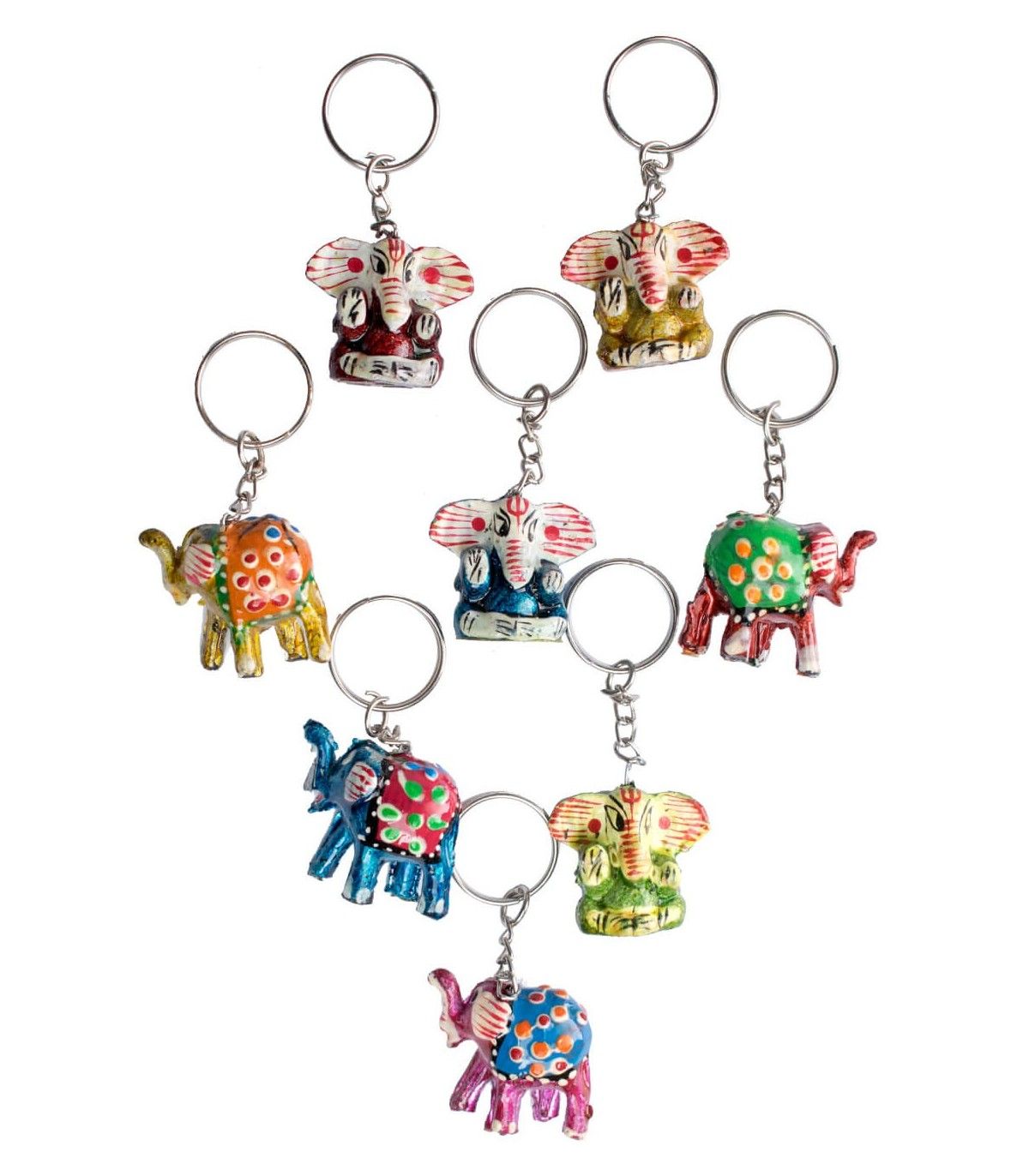 keychain-elephant-colours-carved-ethnic keychain-elephant-colours-carved-ethnic