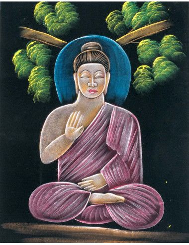 tapisserie-bouddha-velours-peint à la main