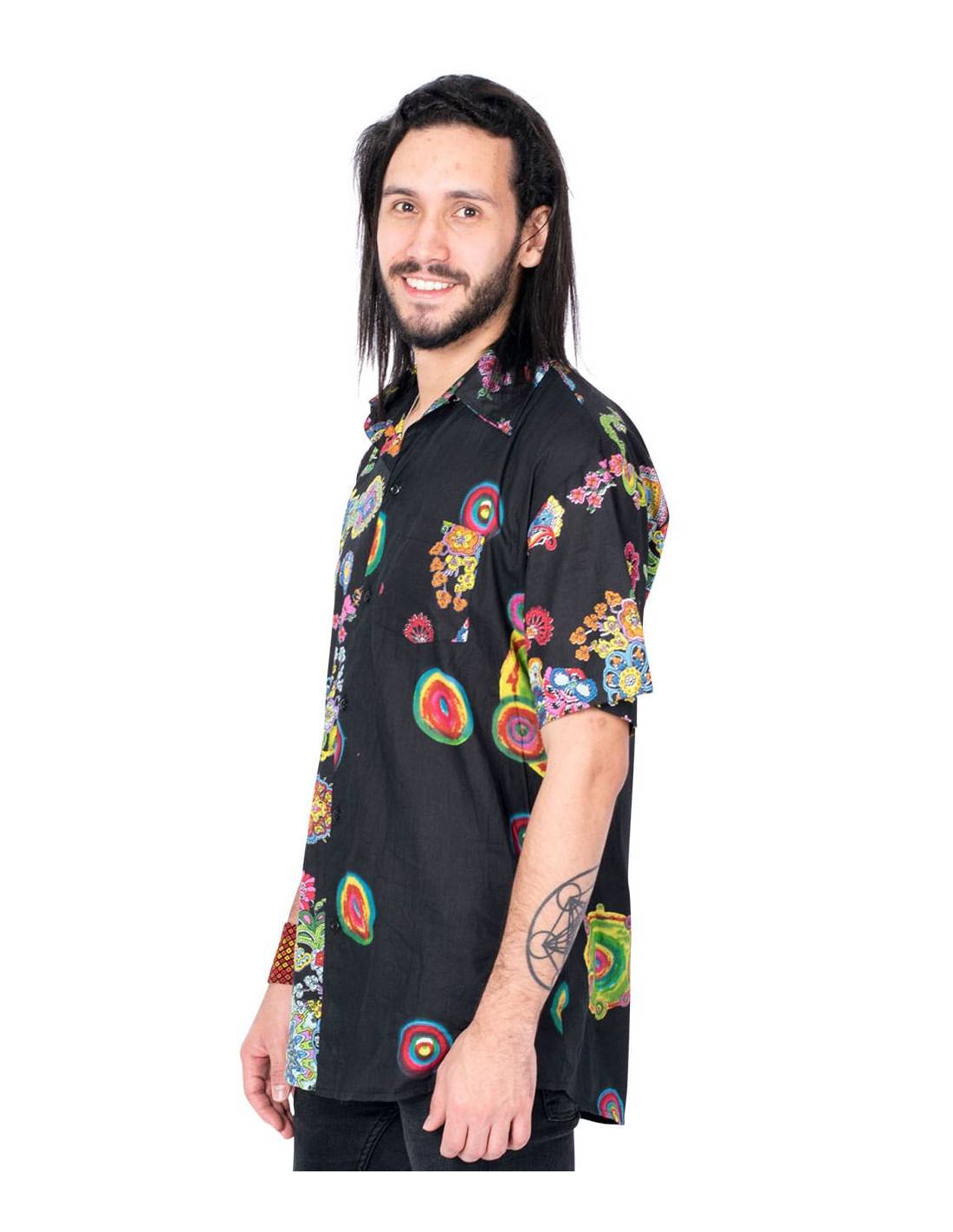 Tradicional Cromático Fascinar Camisa Hippie Flores - Tienda Hippie
