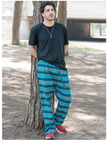 Rmoon Pantaloni Harem Pantaloni Uomo Cotton Linen Festival Baggy Boho Zingara retrò-Pantaloni Great Comfort Yoga Hippy per Uomo Pantaloni Harem di Stile Etnico 