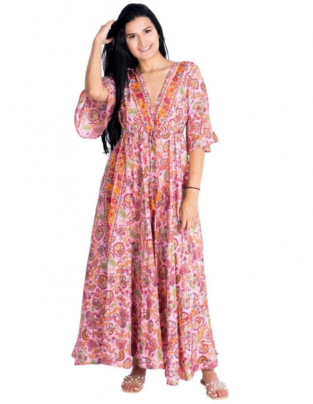 Vestido Seda Rosa - Tienda Hippie