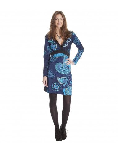 vestido-corto-étnico-invierno-azul vestido-corto-étnico-invierno-azul