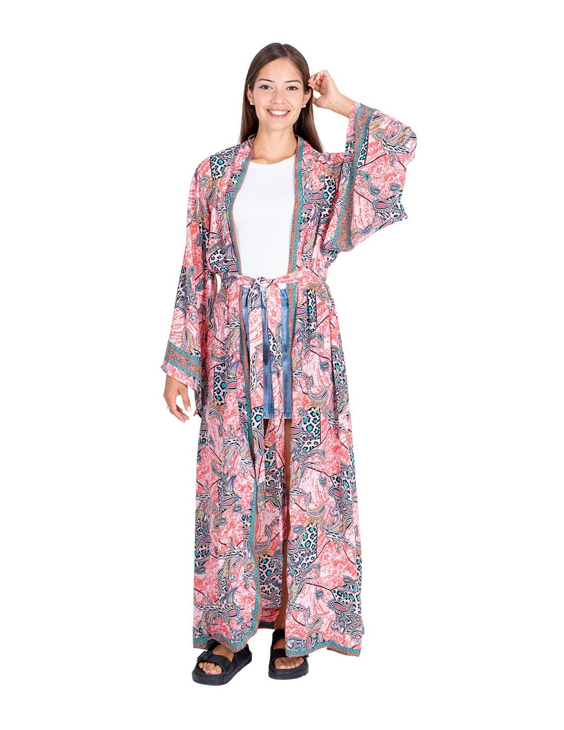 Kimono tradicional de tilo japonés para mujer, vtido largo Retro de