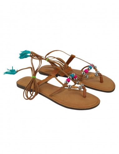 FANTASY woman summer flatscustom lace up sandalsboho hippie sandalsprinted and hand painted