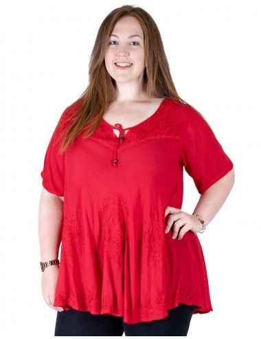 chemisier-grande-taille-large-rouge