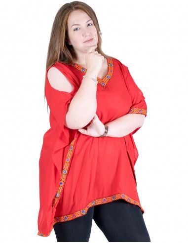 poncho-camiseta-verano-tallas-grandes-rojo poncho-camiseta-verano-tallas-grandes-rojo
